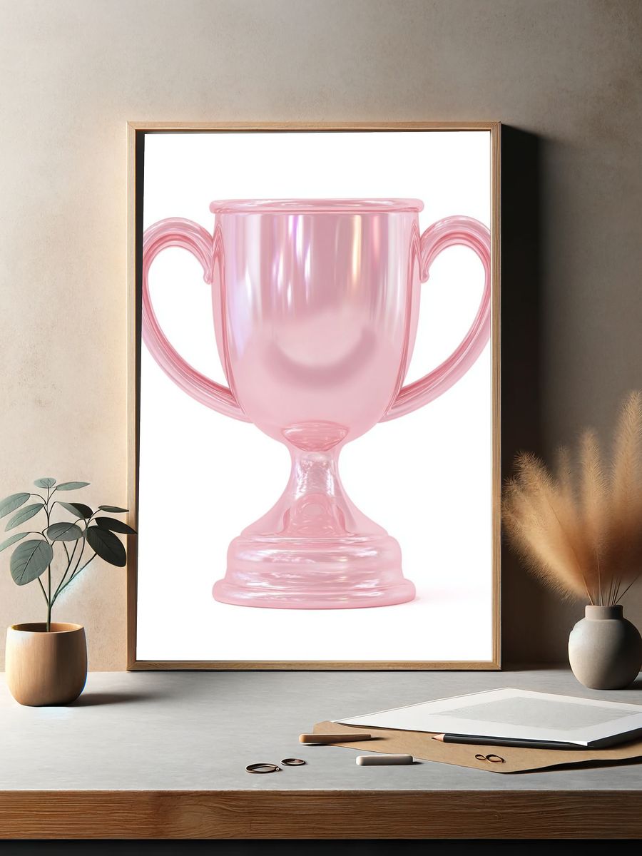 Pink Glass Trophy Illustration Poster. — room view 2