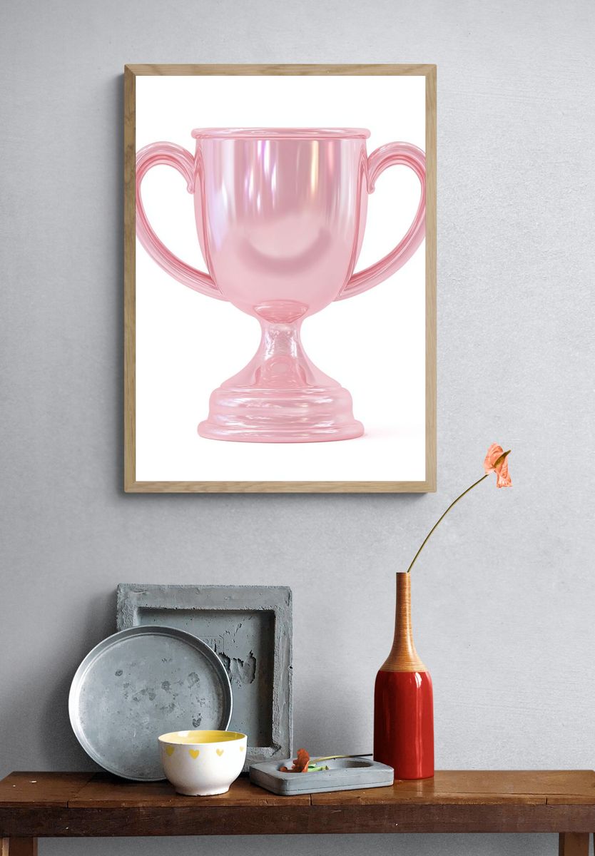 Pink Glass Trophy Illustration Poster. — room view 3