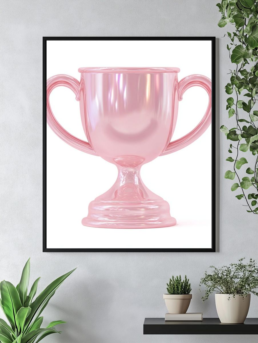 Pink Glass Trophy Illustration Poster. — room view 4
