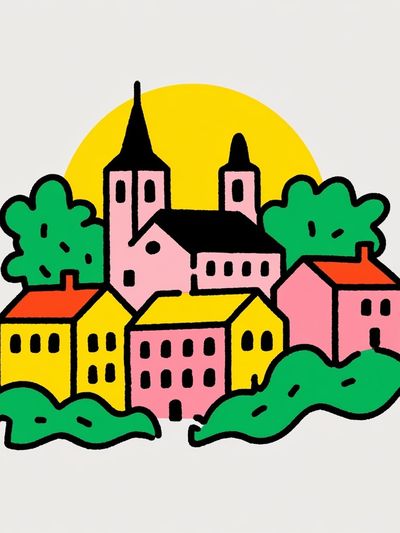 Colorful Village Illustration Poster. poster