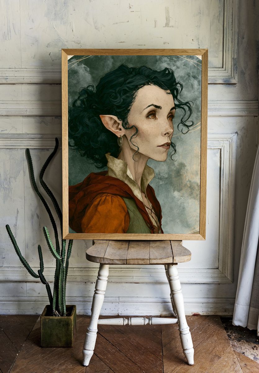 Elf Portrait Illustration Poster. — room view 1