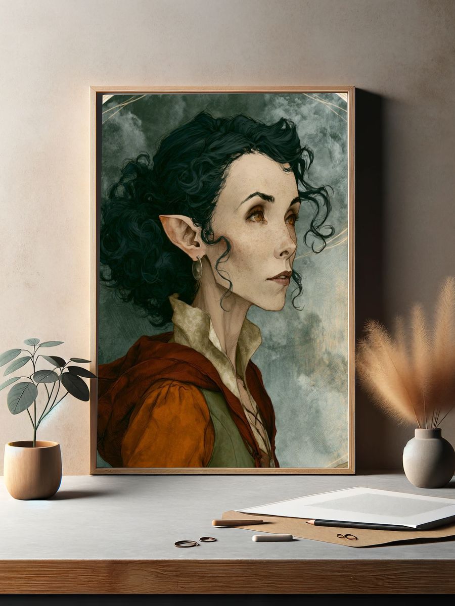 Elf Portrait Illustration Poster. — room view 2