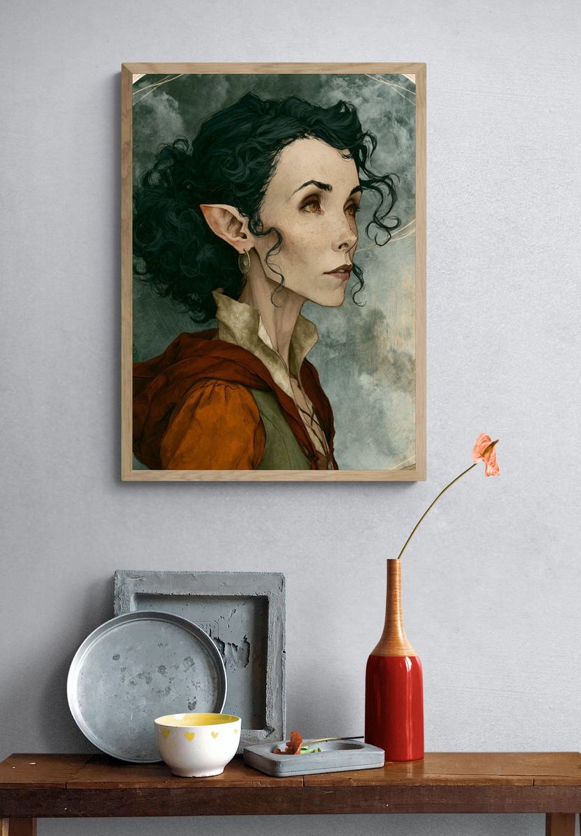 Elf Portrait Illustration Poster. — room view 3