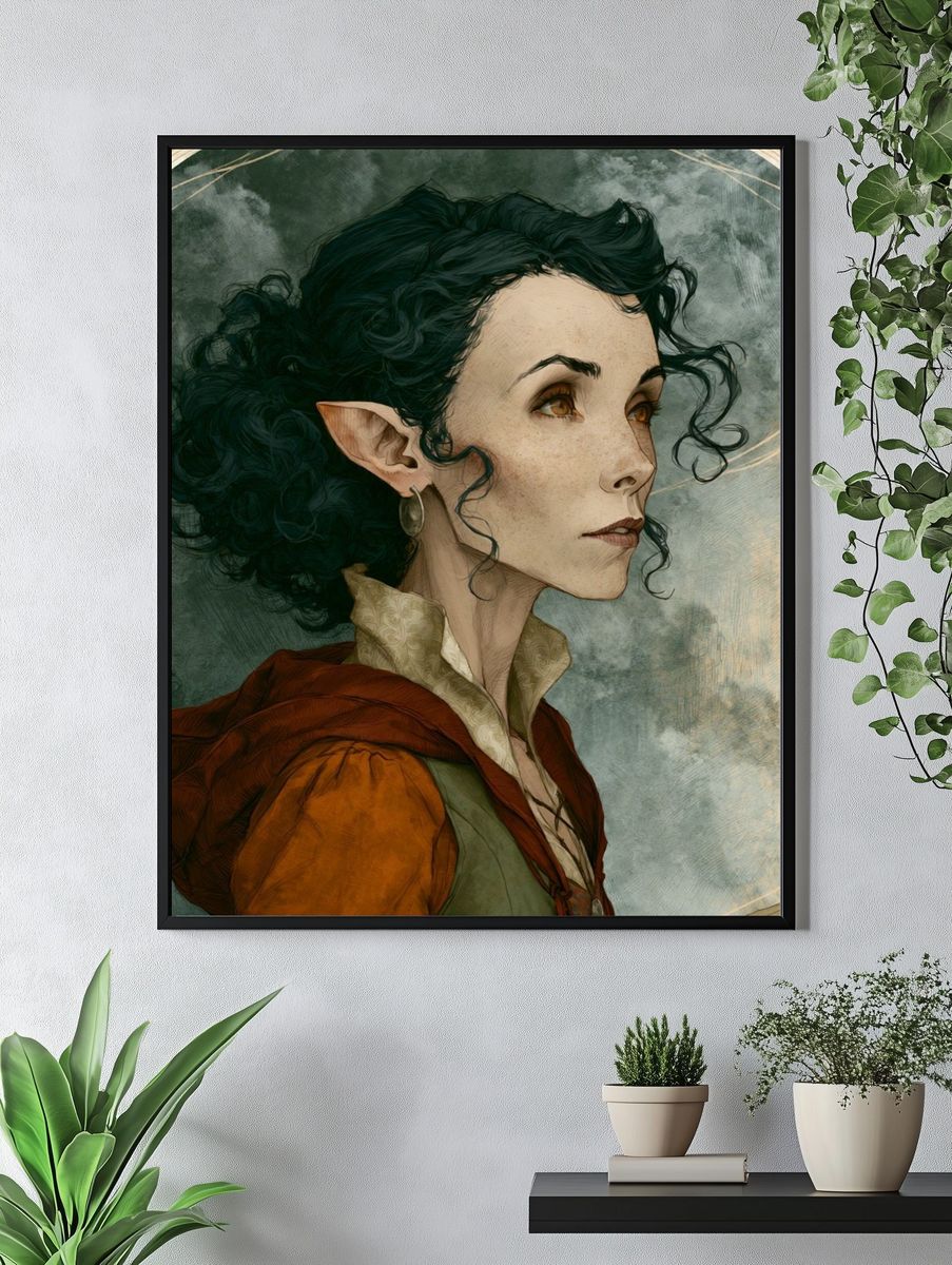 Elf Portrait Illustration Poster. — room view 4