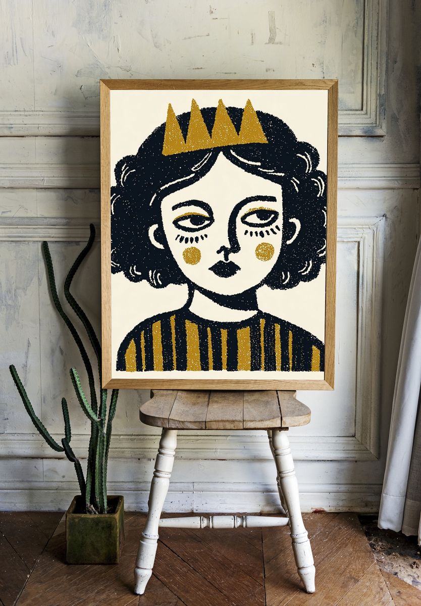 Crowned Girl Illustration Poster. — room view 1