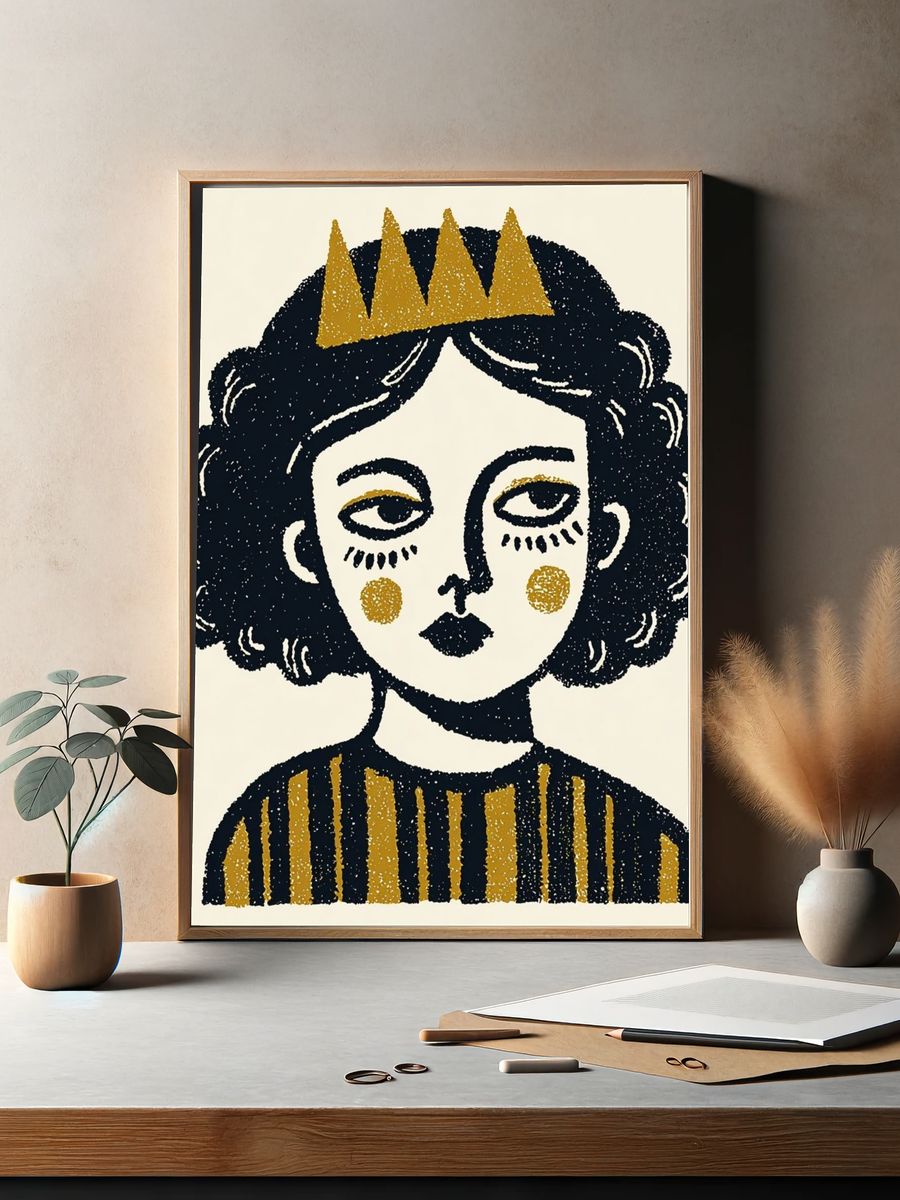 Crowned Girl Illustration Poster. — room view 2