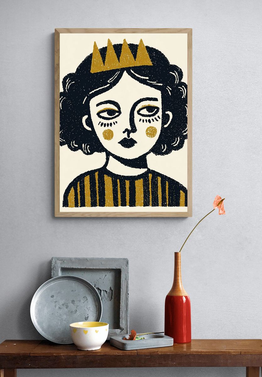 Crowned Girl Illustration Poster. — room view 3
