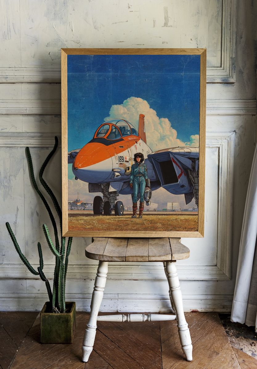 Fighter Jet Pilot Illustration Poster. room preview