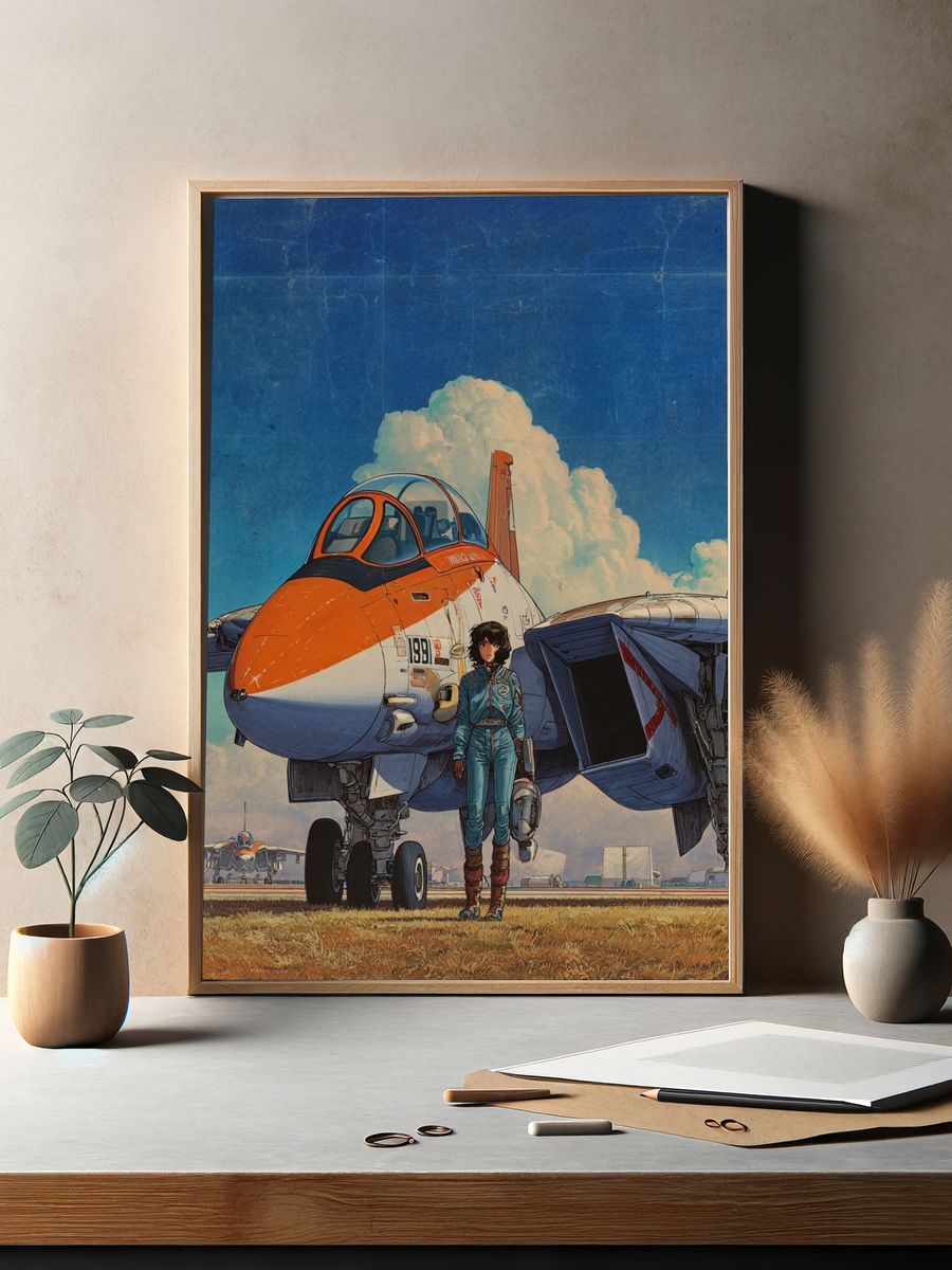 Fighter Jet Pilot Illustration Poster. — room view 2