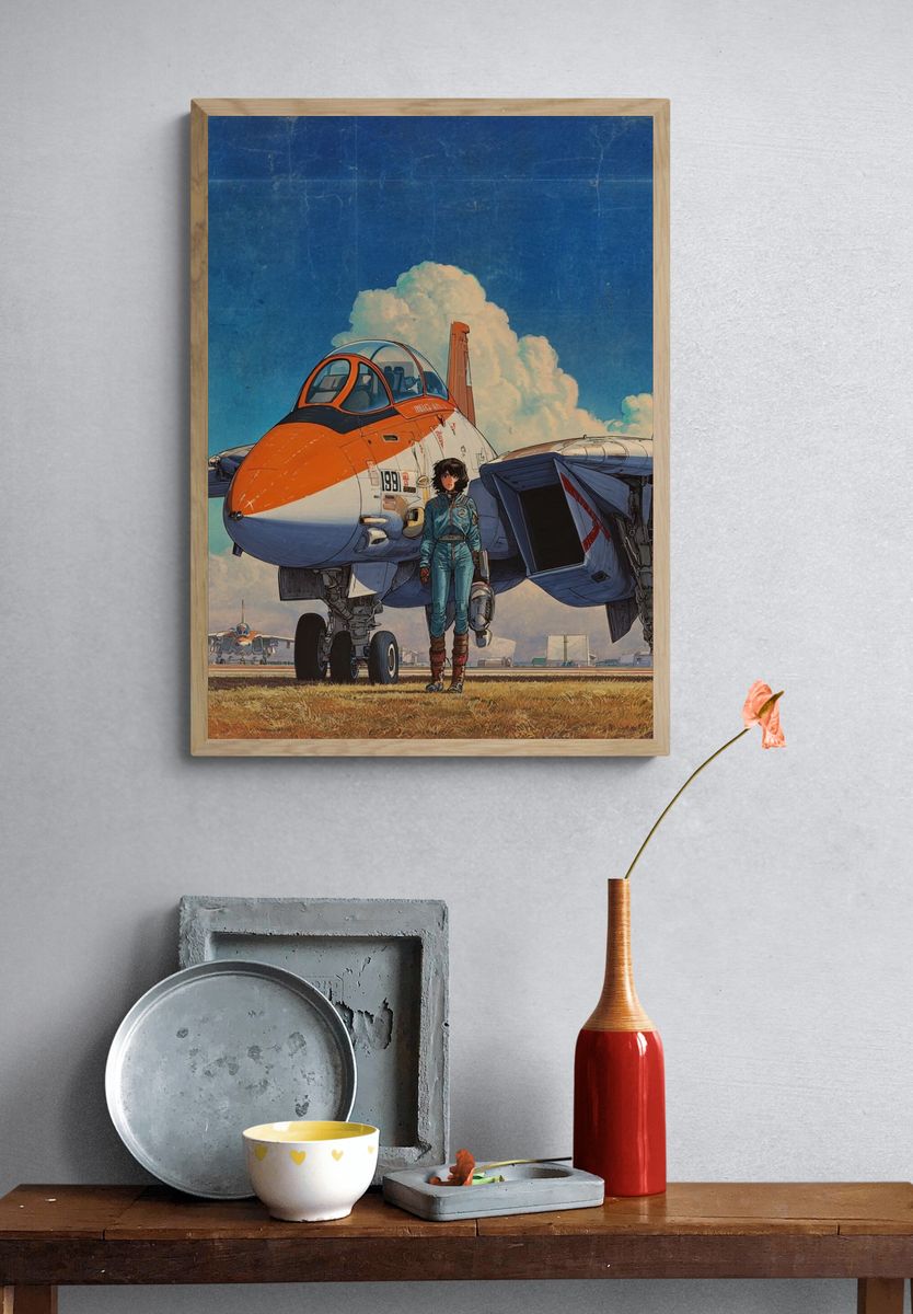 Fighter Jet Pilot Illustration Poster. — room view 3