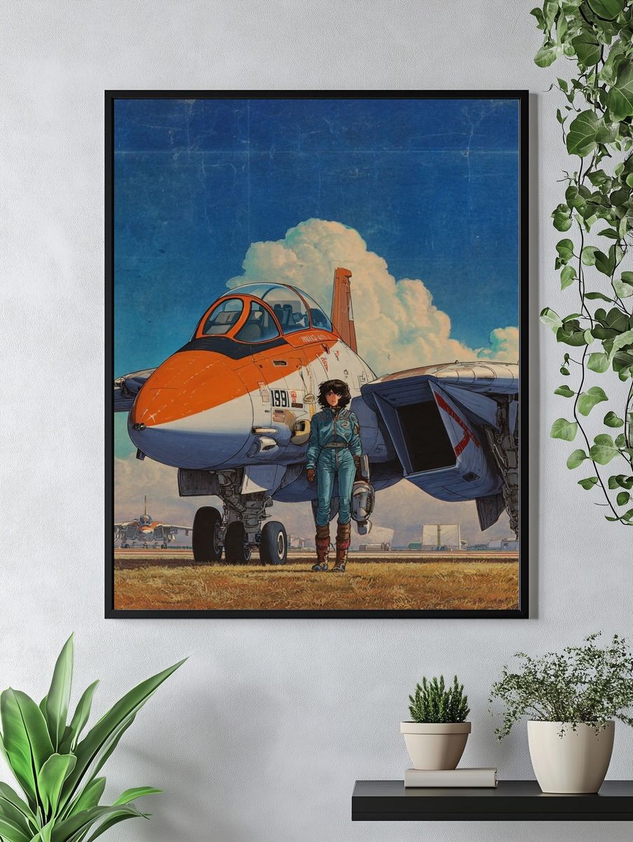 Fighter Jet Pilot Illustration Poster. — room view 4