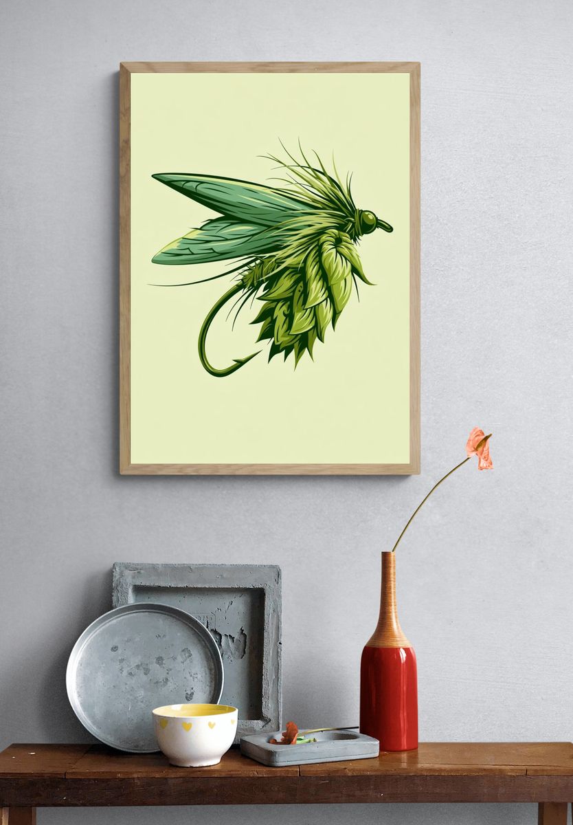 Green Insect Illustration Poster. — room view 3