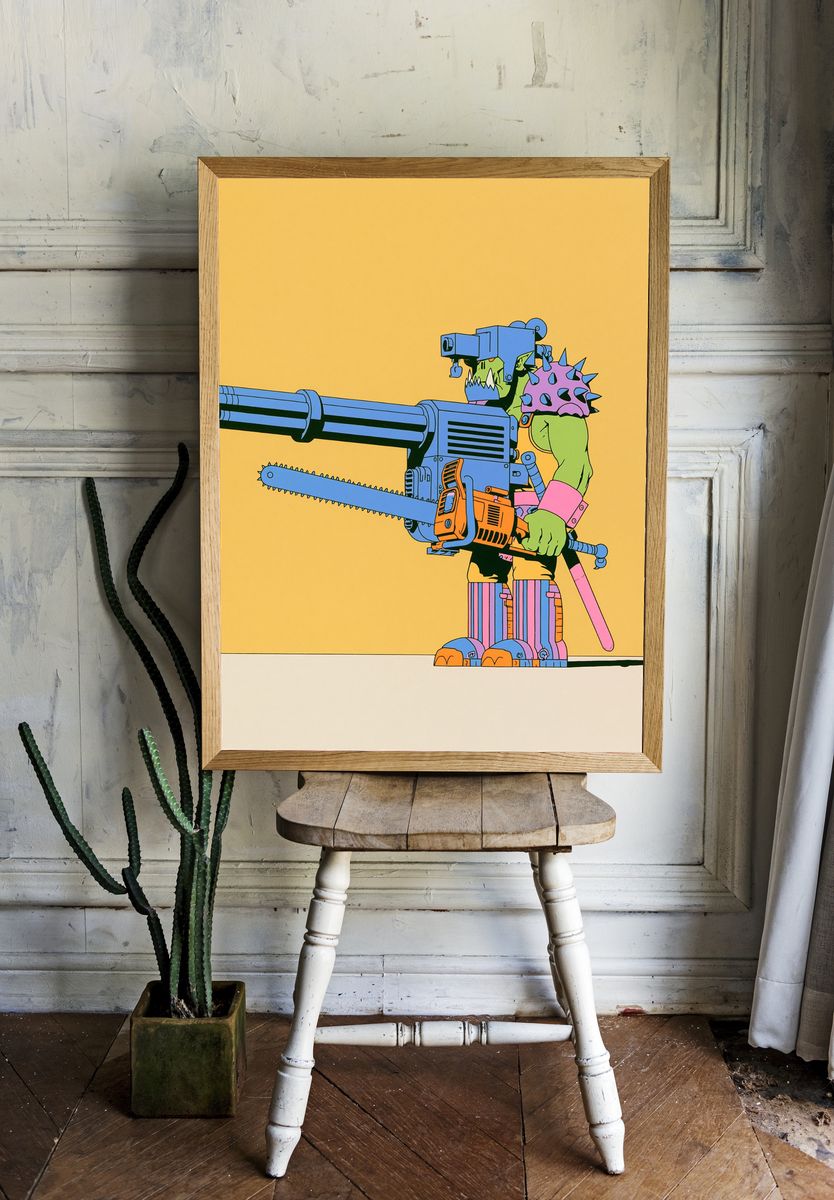 Chainsaw Warrior Pop-Art Print. — room view 1