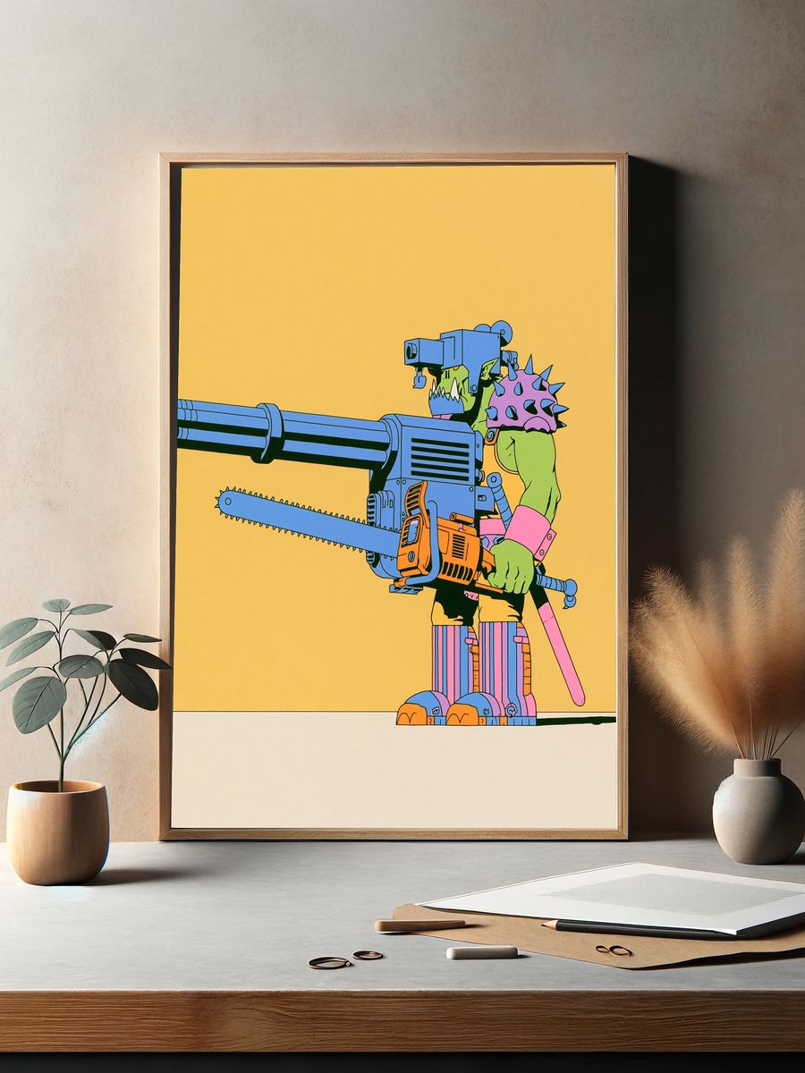 Chainsaw Warrior Pop-Art Print. — room view 2