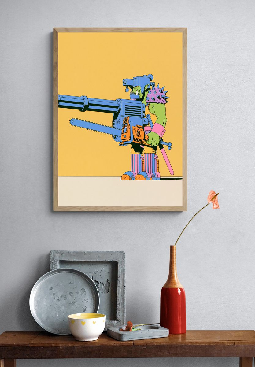 Chainsaw Warrior Pop-Art Print. — room view 3