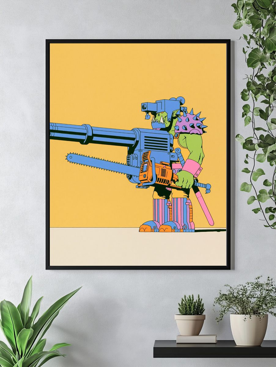 Chainsaw Warrior Pop-Art Print. — room view 4