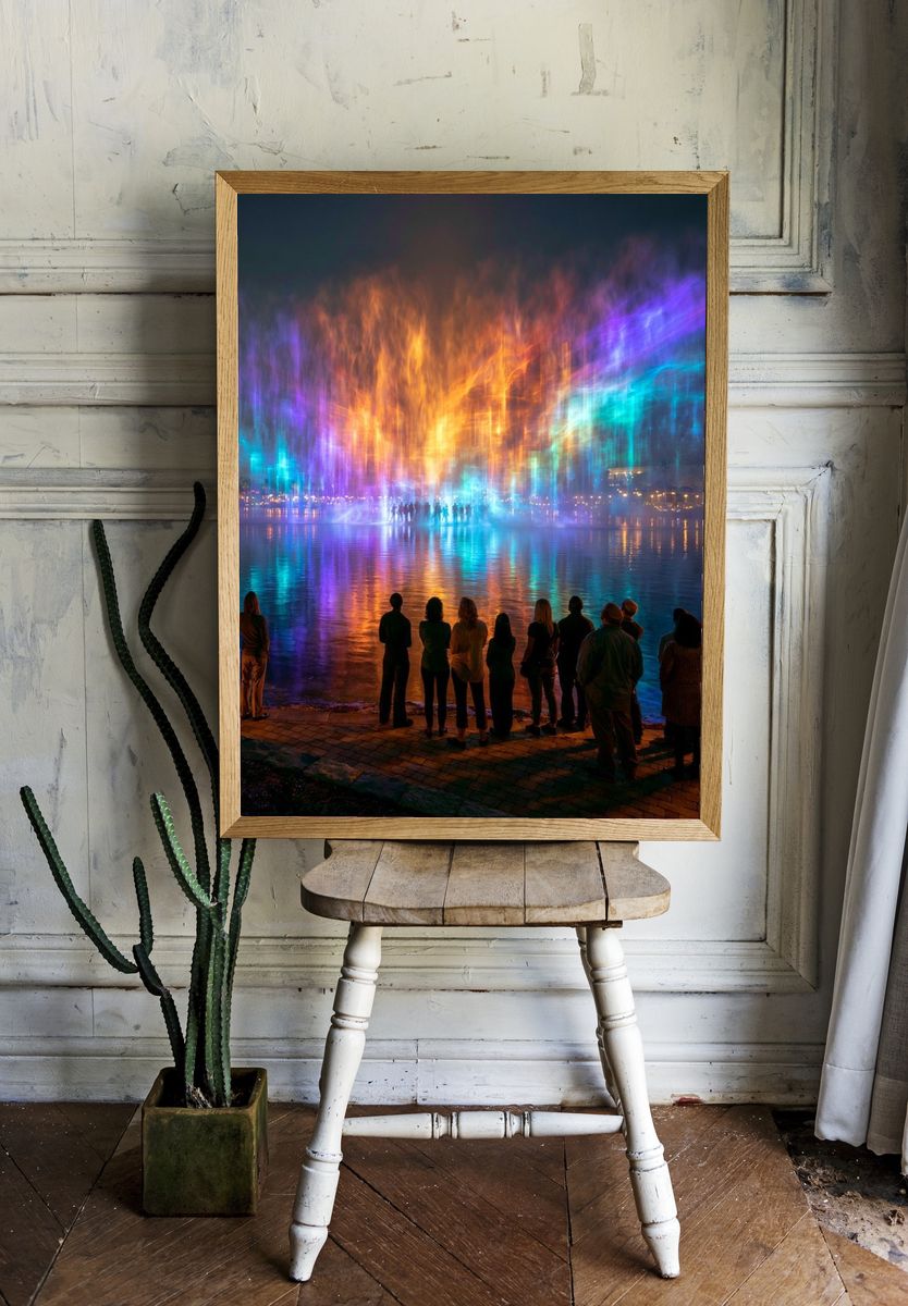 Neon Water Light Show Poster. — room view 1
