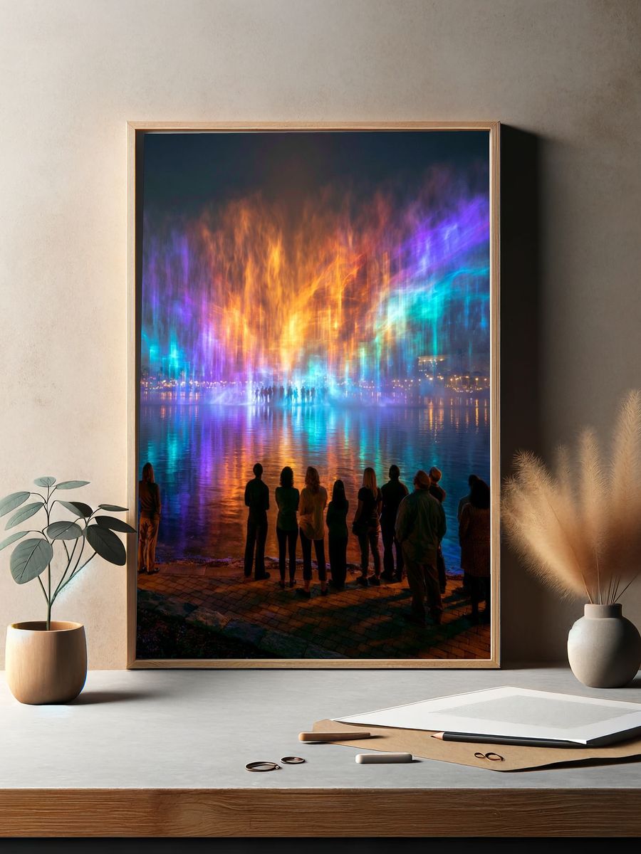 Neon Water Light Show Poster. — room view 2