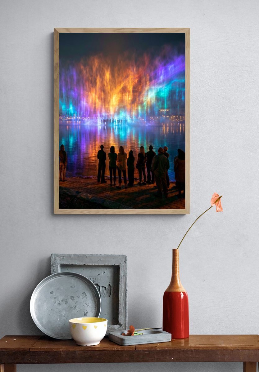Neon Water Light Show Poster. — room view 3
