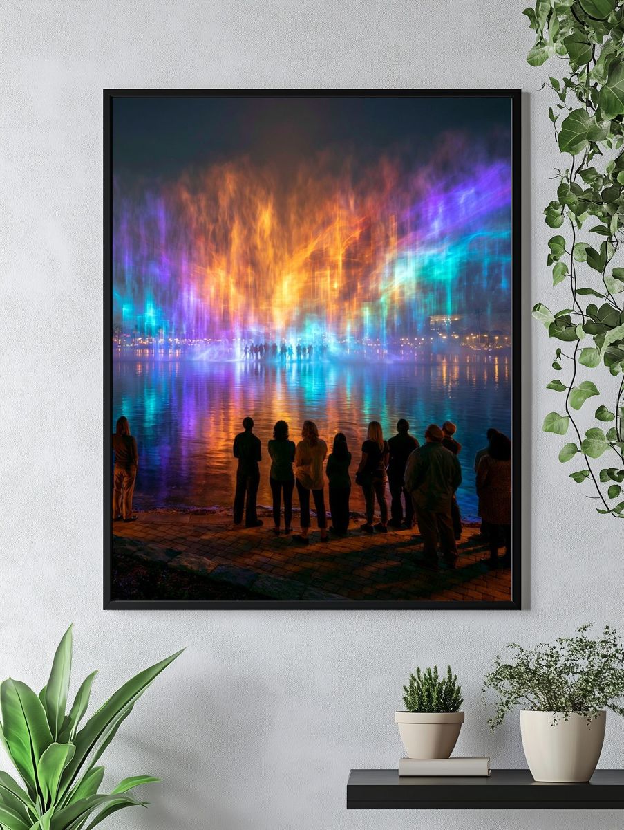 Neon Water Light Show Poster. — room view 4