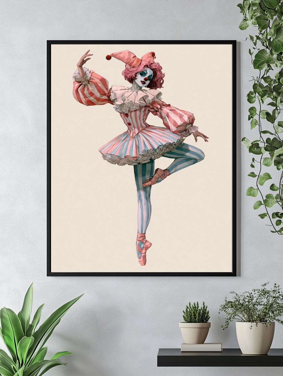 Harlequin Ballerina Illustration Poster. — room view 4
