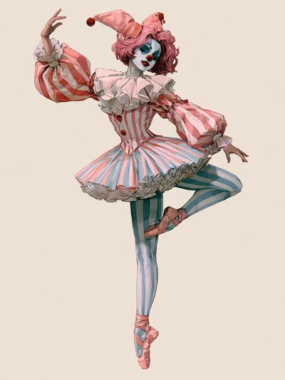 Harlequin Ballerina Illustration Poster. poster