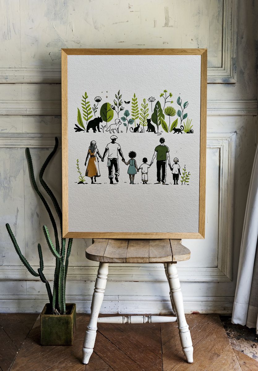 Playful Robot Illustration Poster. room preview