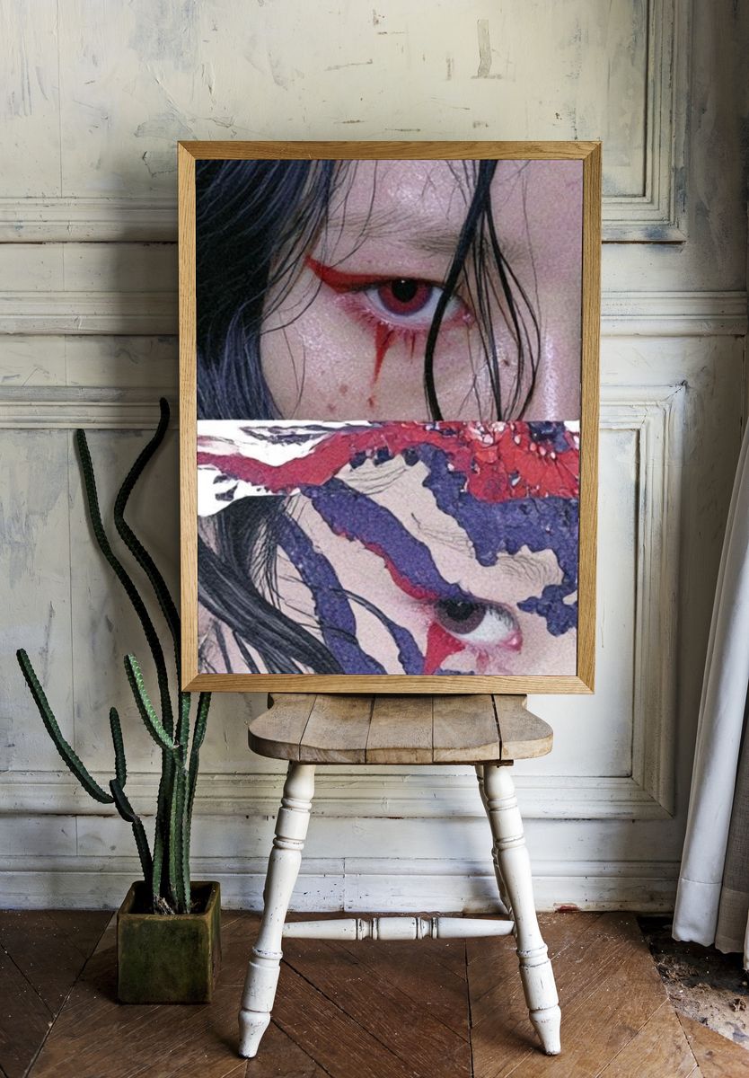 Surreal Red Eye Illustration Poster. — room view 1