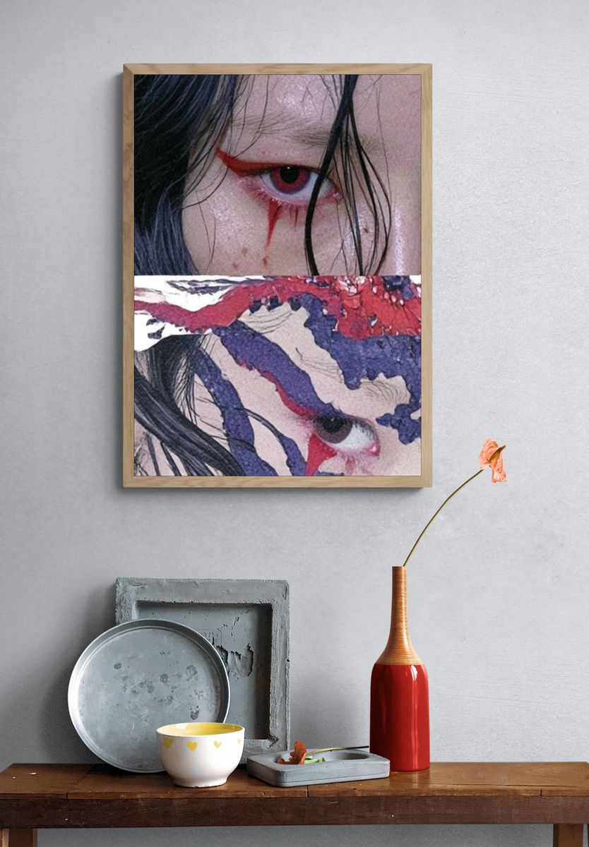 Surreal Red Eye Illustration Poster. — room view 3
