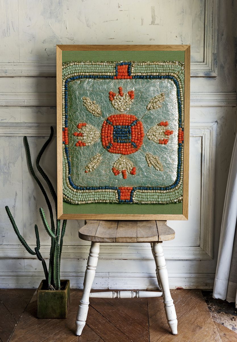 Beaded Folk Motif Illustration Poster. room preview