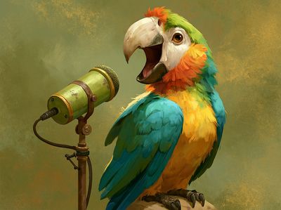 Colorful Parrot Singer Illustration Poster.