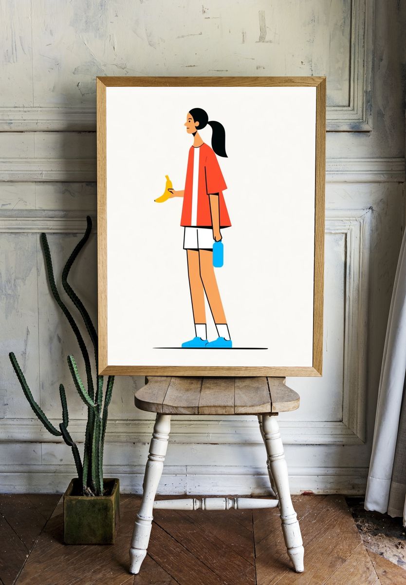 Banana and Bottle Illustration Poster. room preview