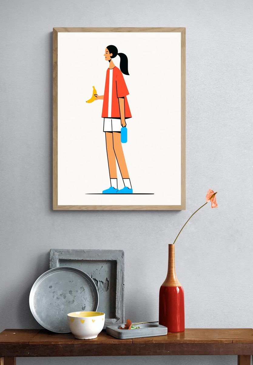 Banana and Bottle Illustration Poster. — room view 3