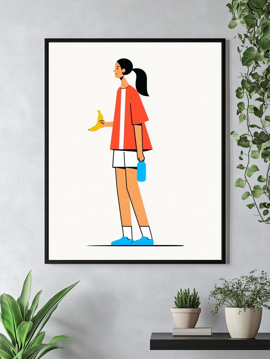 Banana and Bottle Illustration Poster. — room view 4