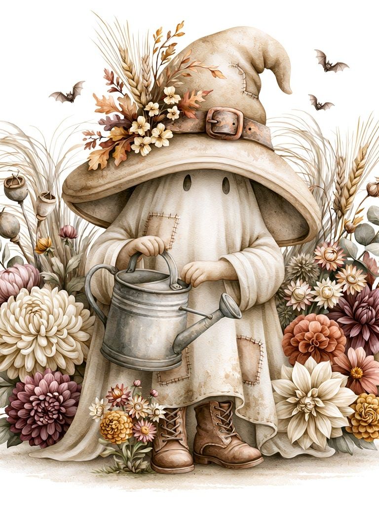 Autumn Garden Gnome Illustration Poster. poster — illustration art