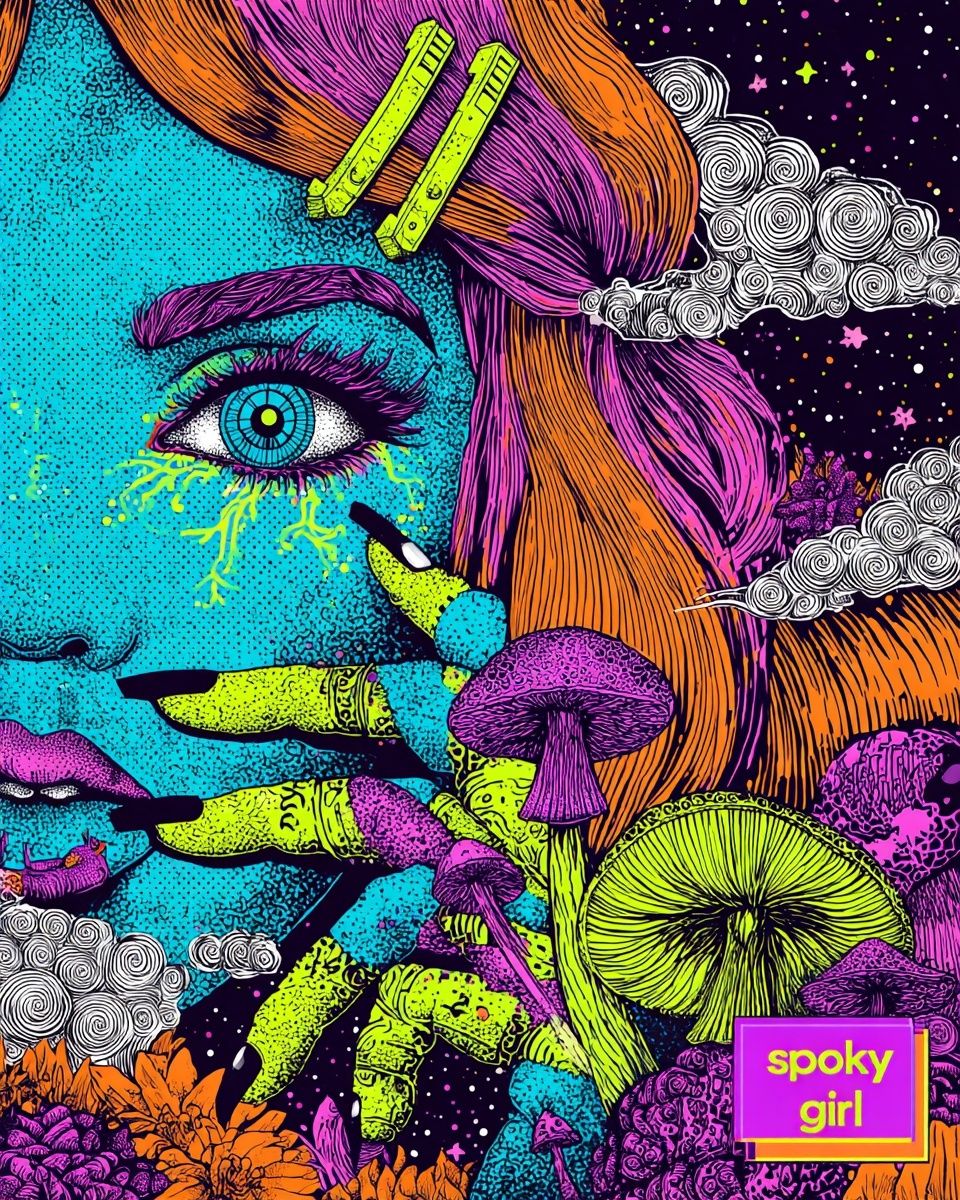 Spooky Girl Psychedelic Illustration Poster. poster — illustration art