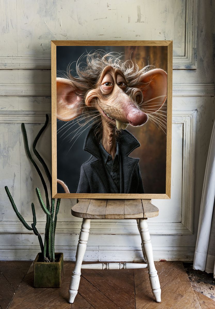 Whimsical Rat Portrait Poster. room preview