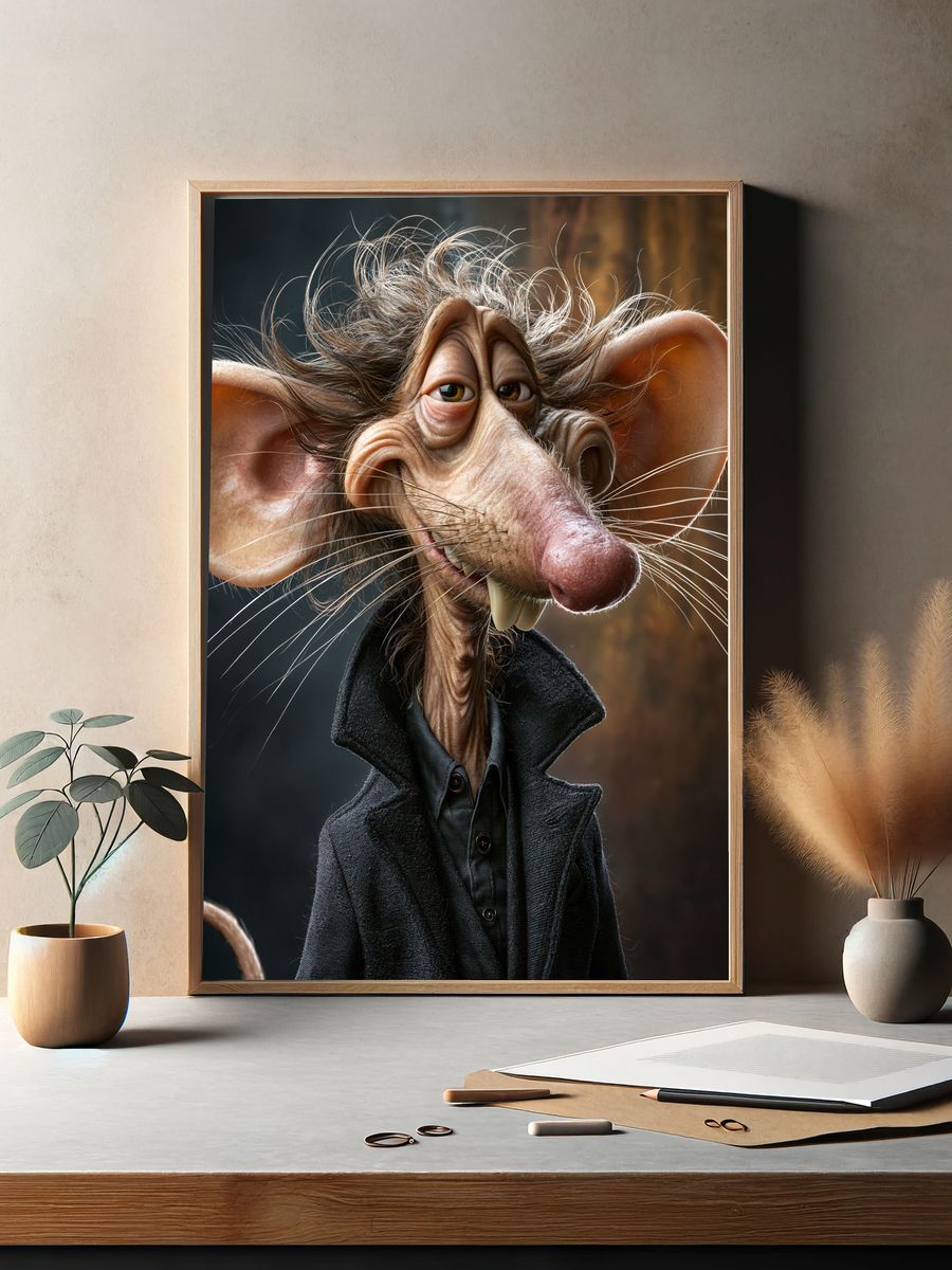 Whimsical Rat Portrait Poster. — room view 2