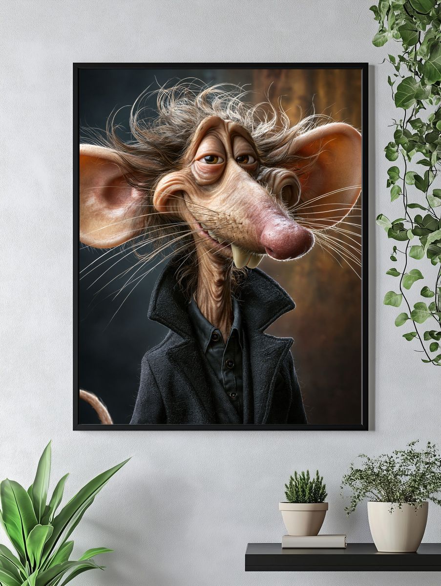 Whimsical Rat Portrait Poster. — room view 4