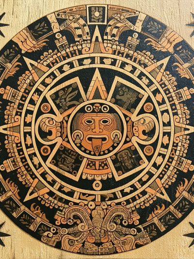 Mayan Sun Calendar Illustration Poster.