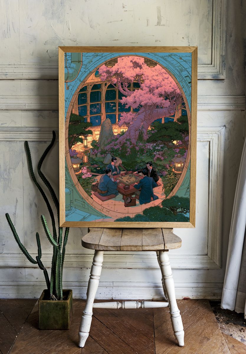Zen Garden Go Game Illustration Poster. room preview