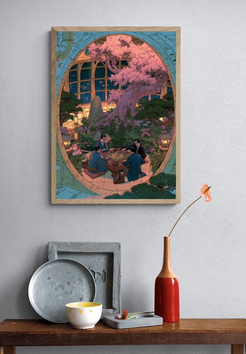 Zen Garden Go Game Illustration Poster. — room view 3