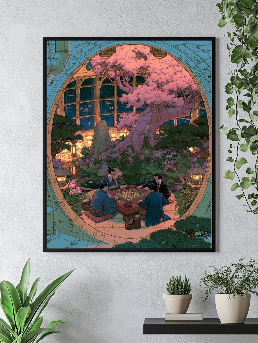 Zen Garden Go Game Illustration Poster. — room view 4