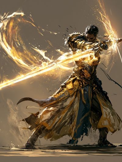 Golden Warrior Digital Art Poster. poster