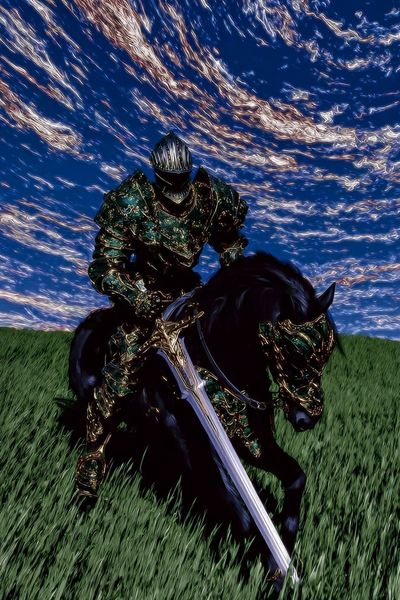 Armored Knight on Horse Fantasy Print.
