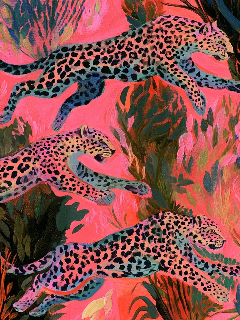 Leaping Leopards Illustration Poster. poster — illustration art