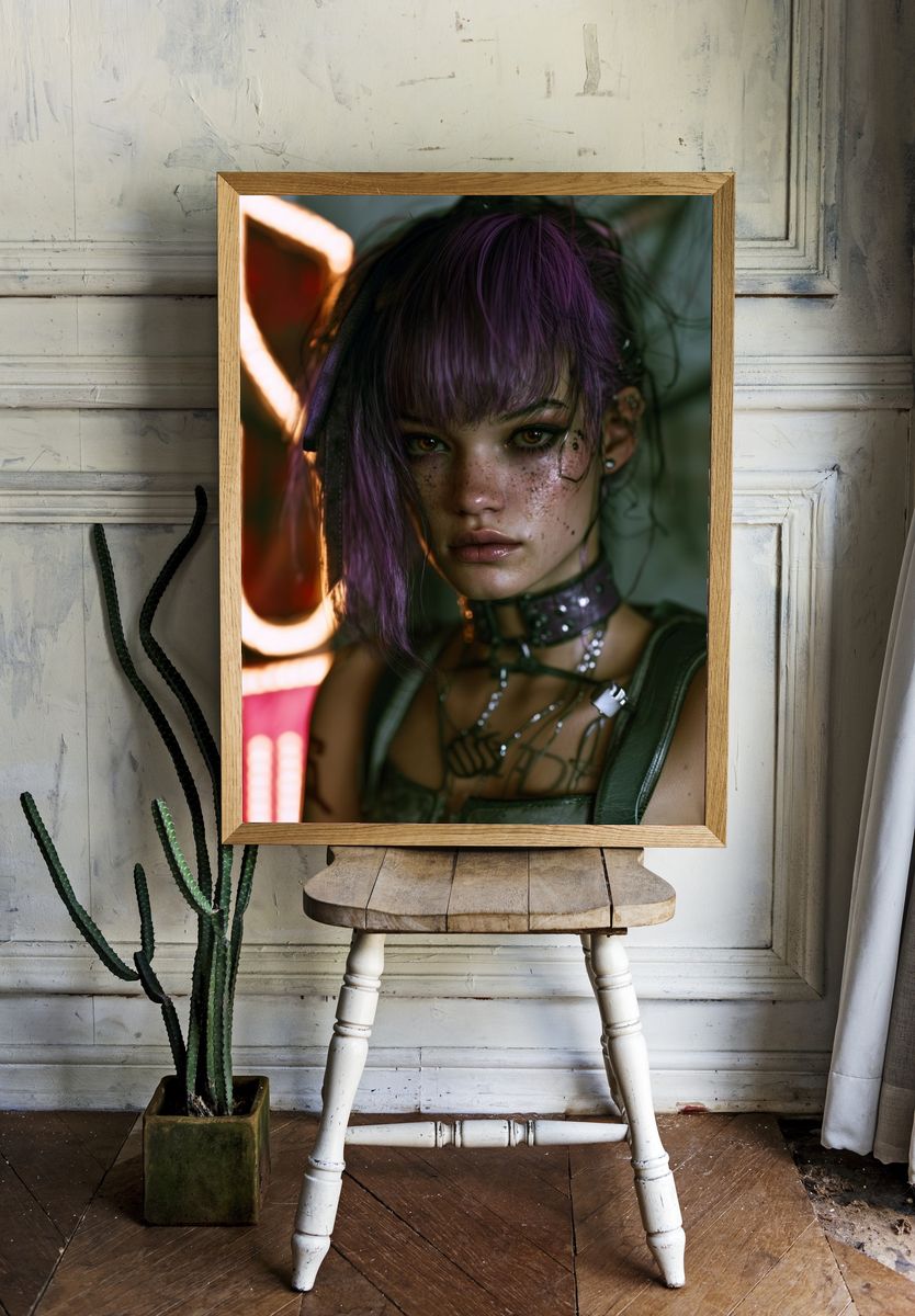 Cyberpunk Portrait Poster. room preview