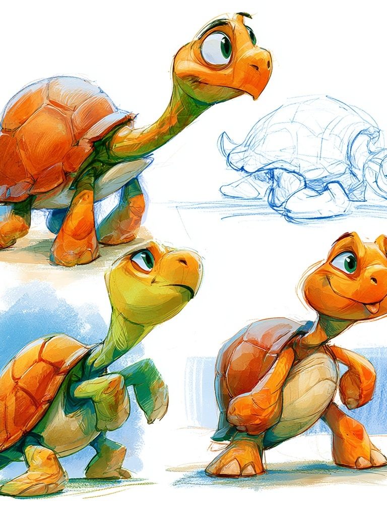 Cute Turtle Character Illustration Poster. poster detail
