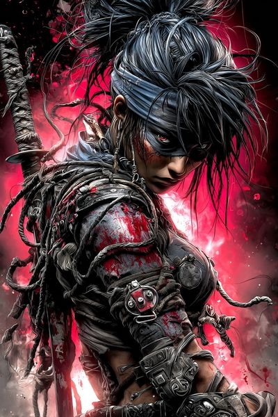 Cyberpunk Warrior Portrait Print.