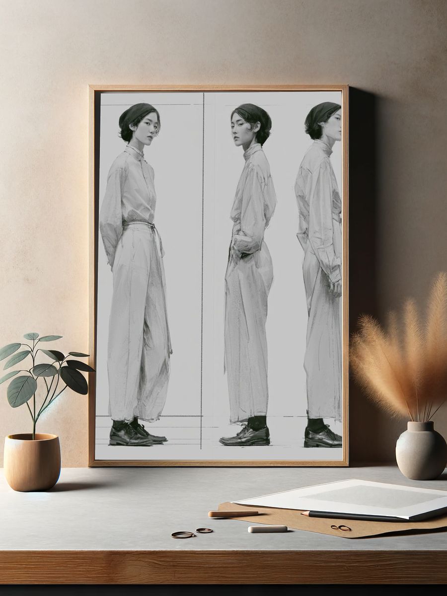 Fashion Figure Study Illustration Print. — room view 2